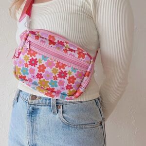 Vibrant Pink Floral Crossbody Bag